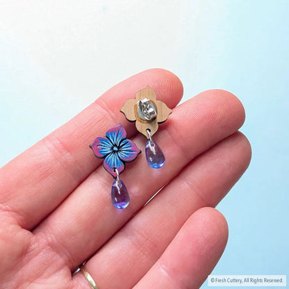 Blue Hydrangea Drops Studs