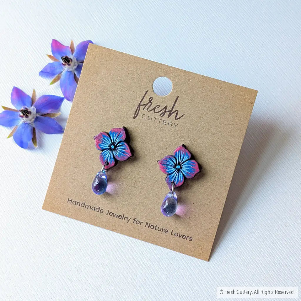 Blue Hydrangea Drops Studs