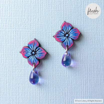 Blue Hydrangea Drops Studs