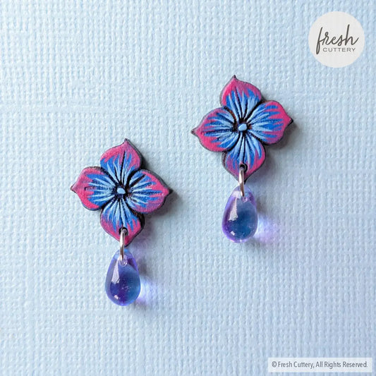 Blue Hydrangea Drops Studs
