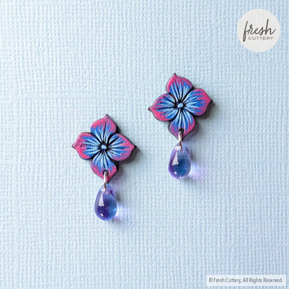 Blue Hydrangea Drops Studs