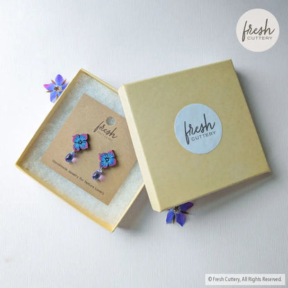 Blue Hydrangea Drops Studs