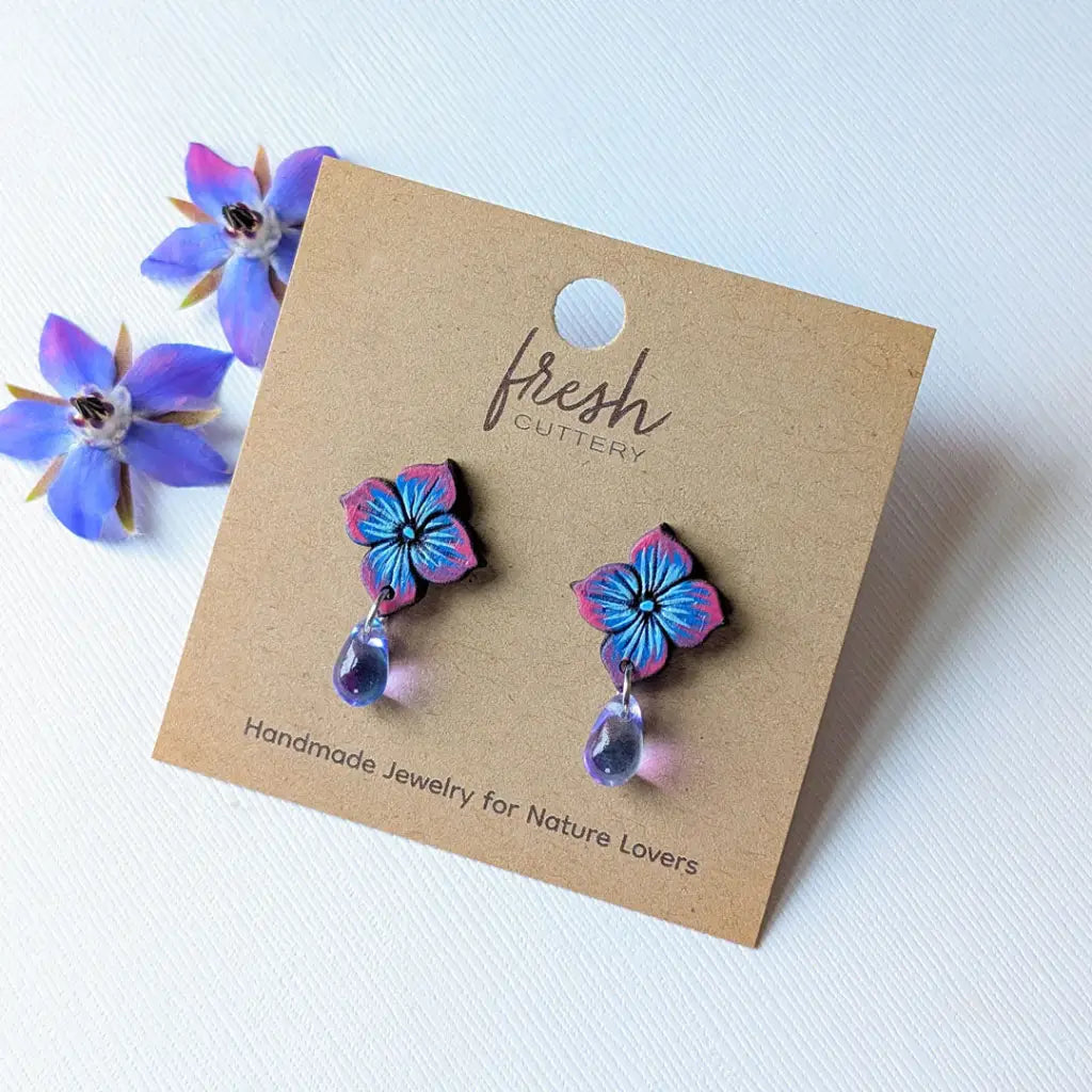 Blue Hydrangea Drops Studs