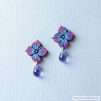 Blue Hydrangea Drops Studs