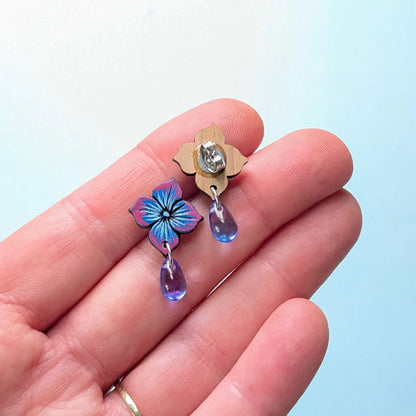 Blue Hydrangea Drops Studs