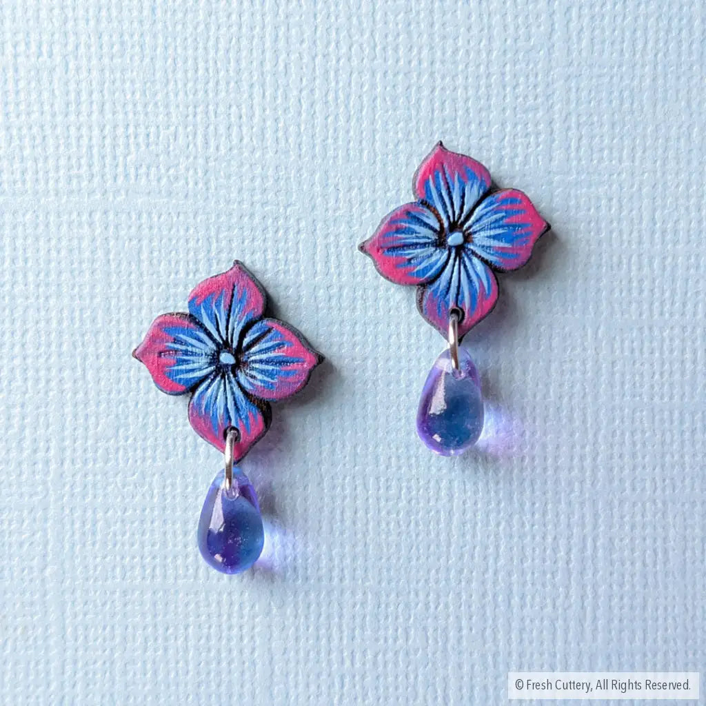 Blue Hydrangea Drops Studs