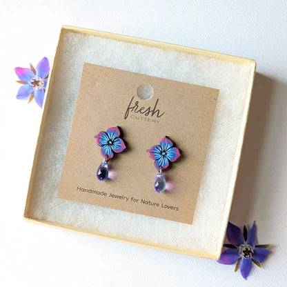 Blue Hydrangea Drops Studs