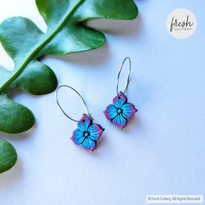 Blue Hydrangea Mini Hoops Dangle And Drop Earrings