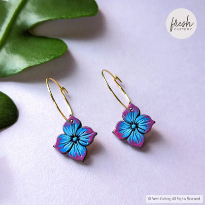 Blue Hydrangea Mini Hoops Dangle And Drop Earrings