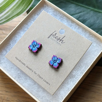 Blue Hydrangea Studs