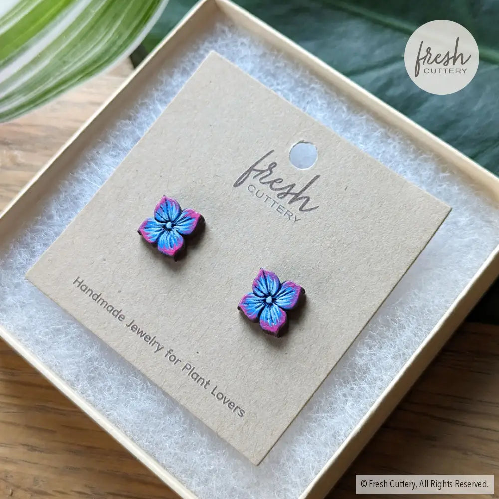 Blue Hydrangea Studs