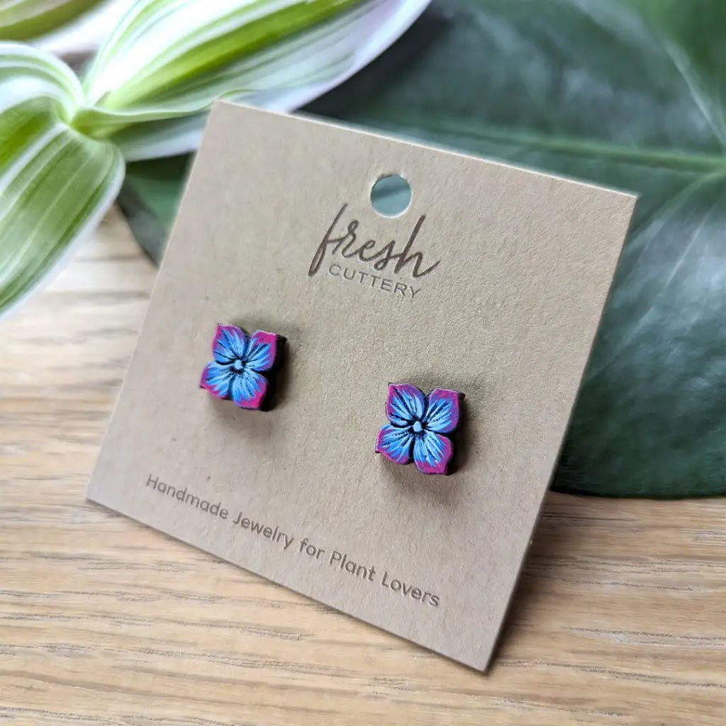 Blue Hydrangea Studs