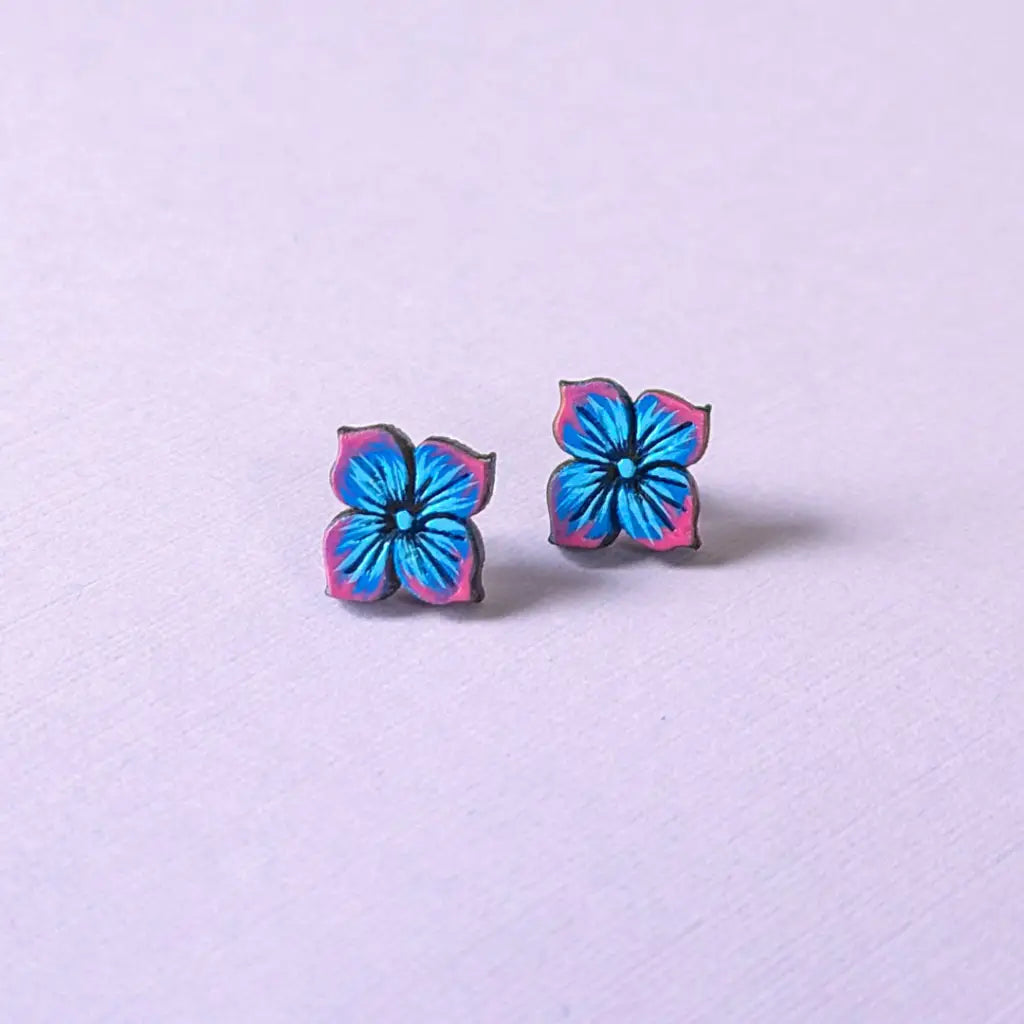 Blue Hydrangea Studs
