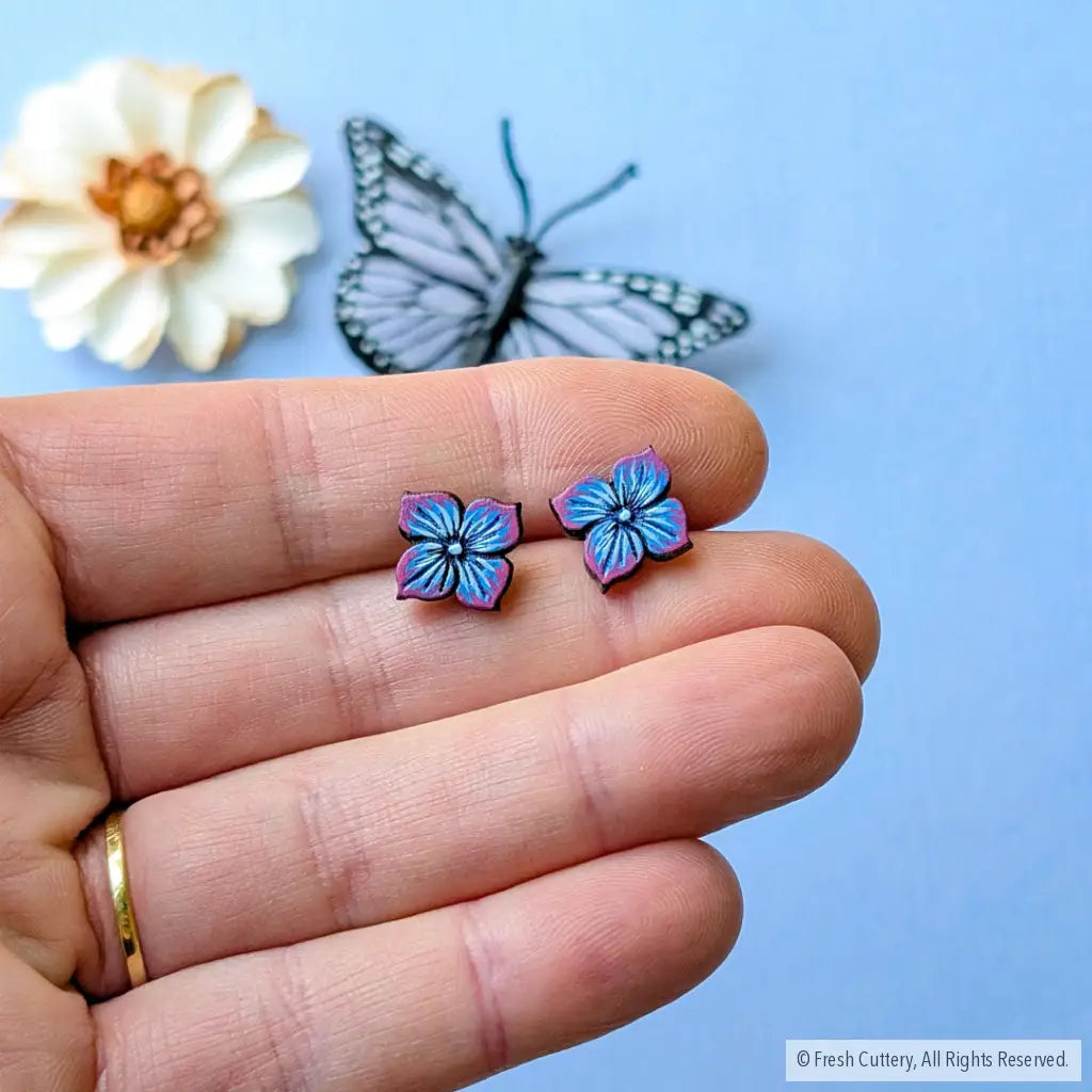Blue Hydrangea Studs - Studs