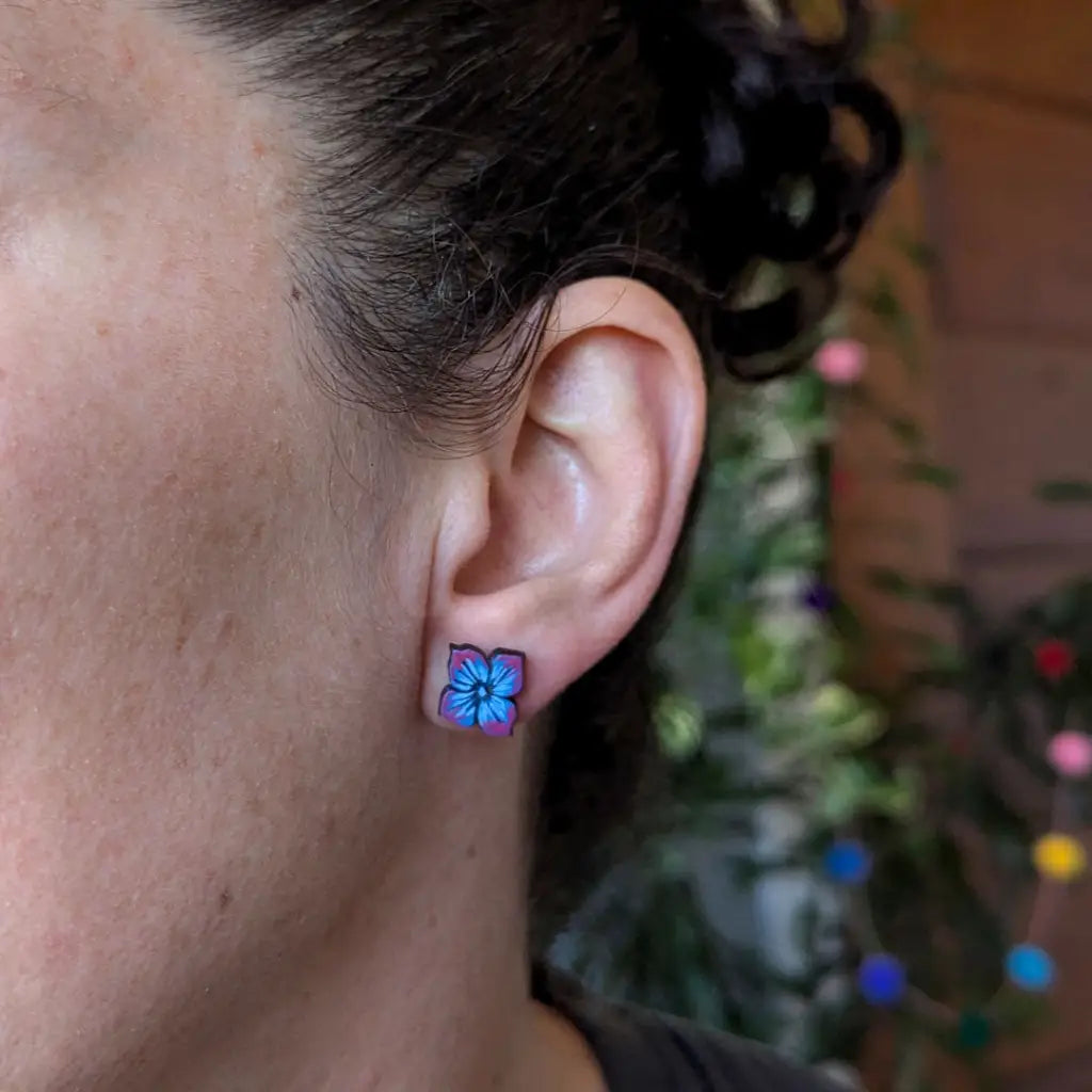 Blue Hydrangea Studs