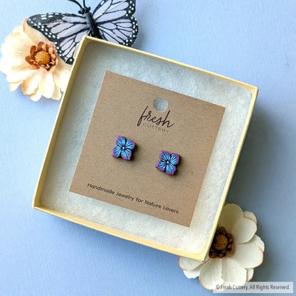 Blue Hydrangea Studs - Studs