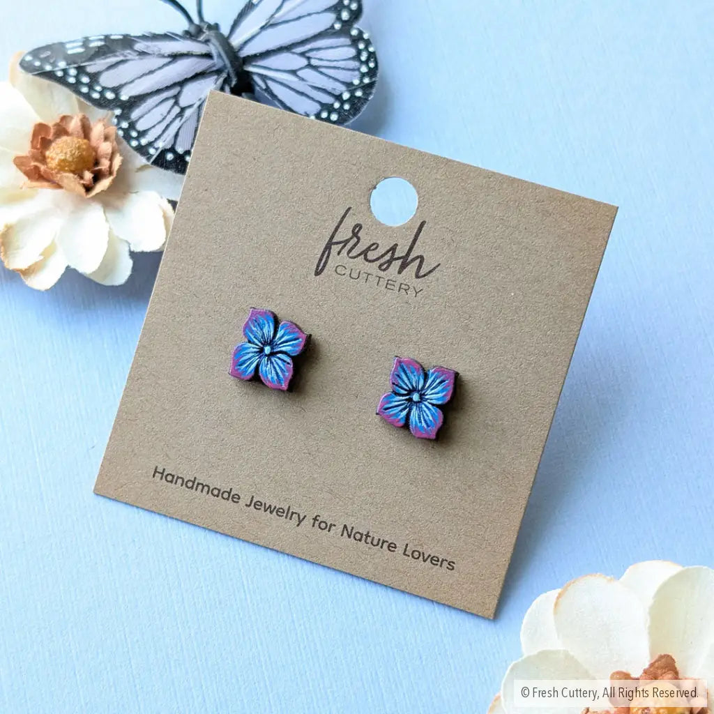 Blue Hydrangea Studs - Studs