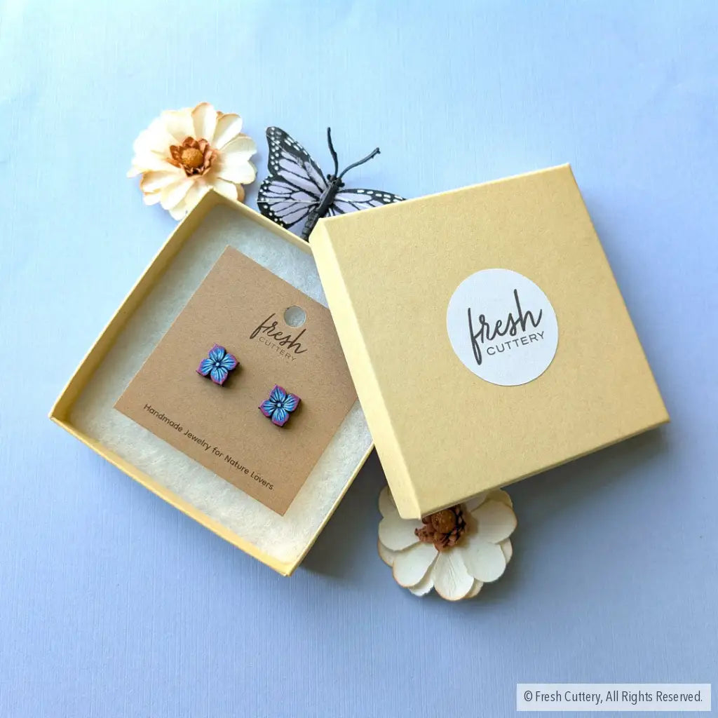 Blue Hydrangea Studs - Studs