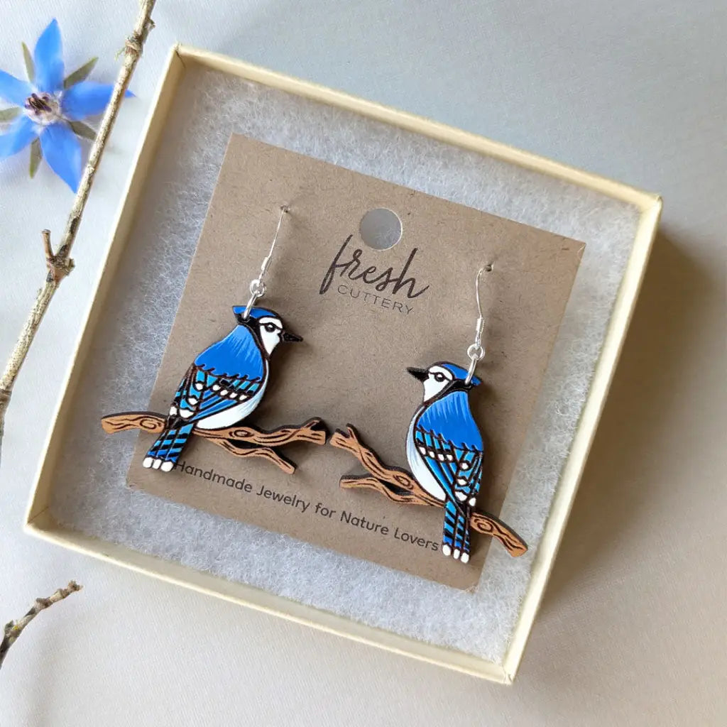 Blue Jay Earrings Dangle And Drop