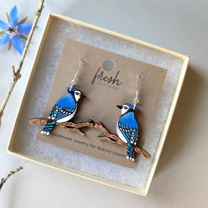 Blue Jay Earrings Dangle And Drop