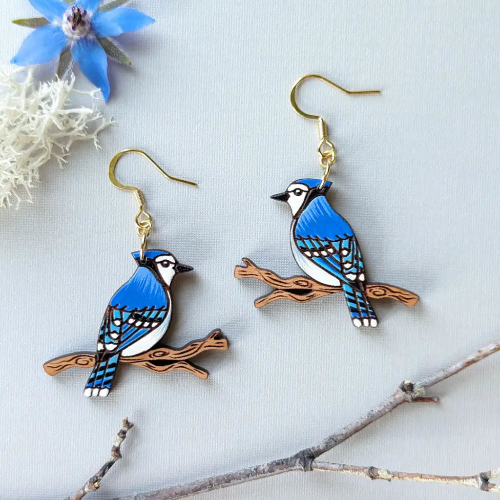 Blue Jay Earrings Dangle And Drop