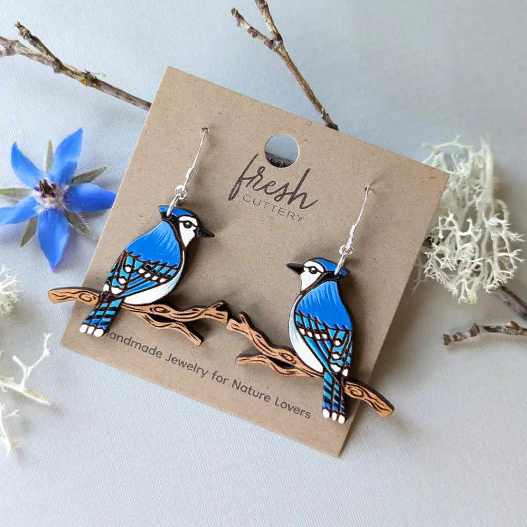 Blue Jay Earrings Dangle And Drop
