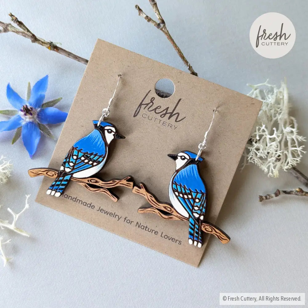 Blue Jay Earrings Dangle And Drop