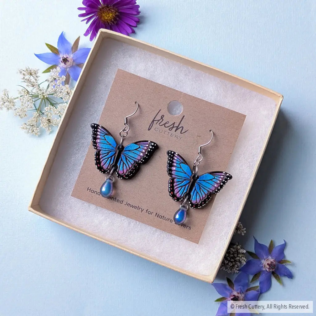 Blue Morpho Earrings - Dangle and Drop Earrings