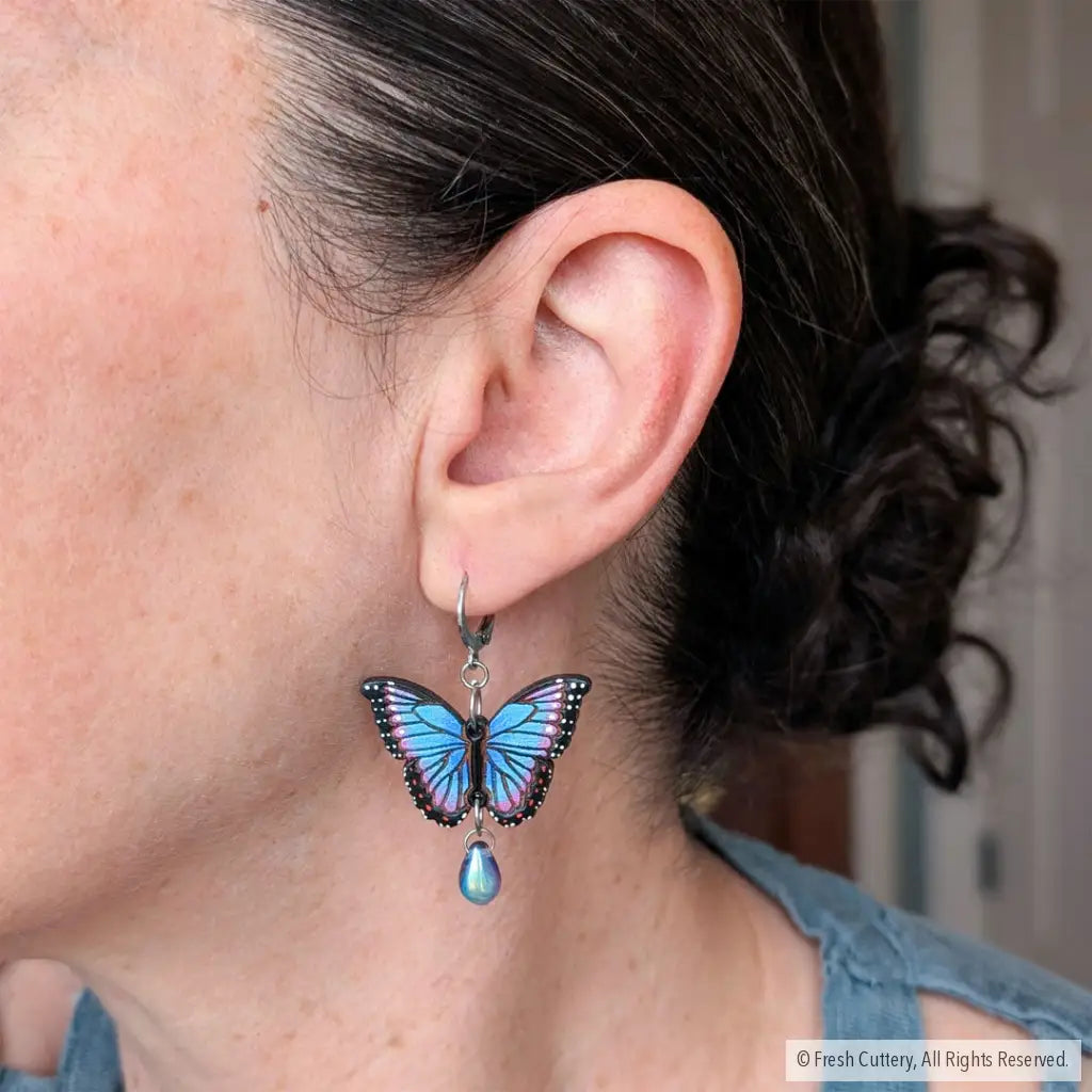 Blue Morpho Earrings - Dangle and Drop Earrings