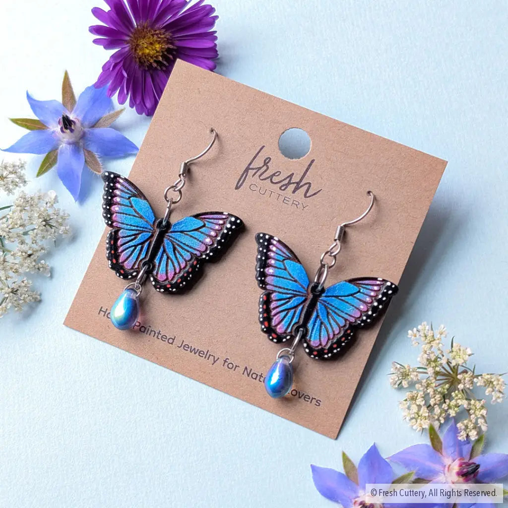 Blue Morpho Earrings - Dangle and Drop Earrings