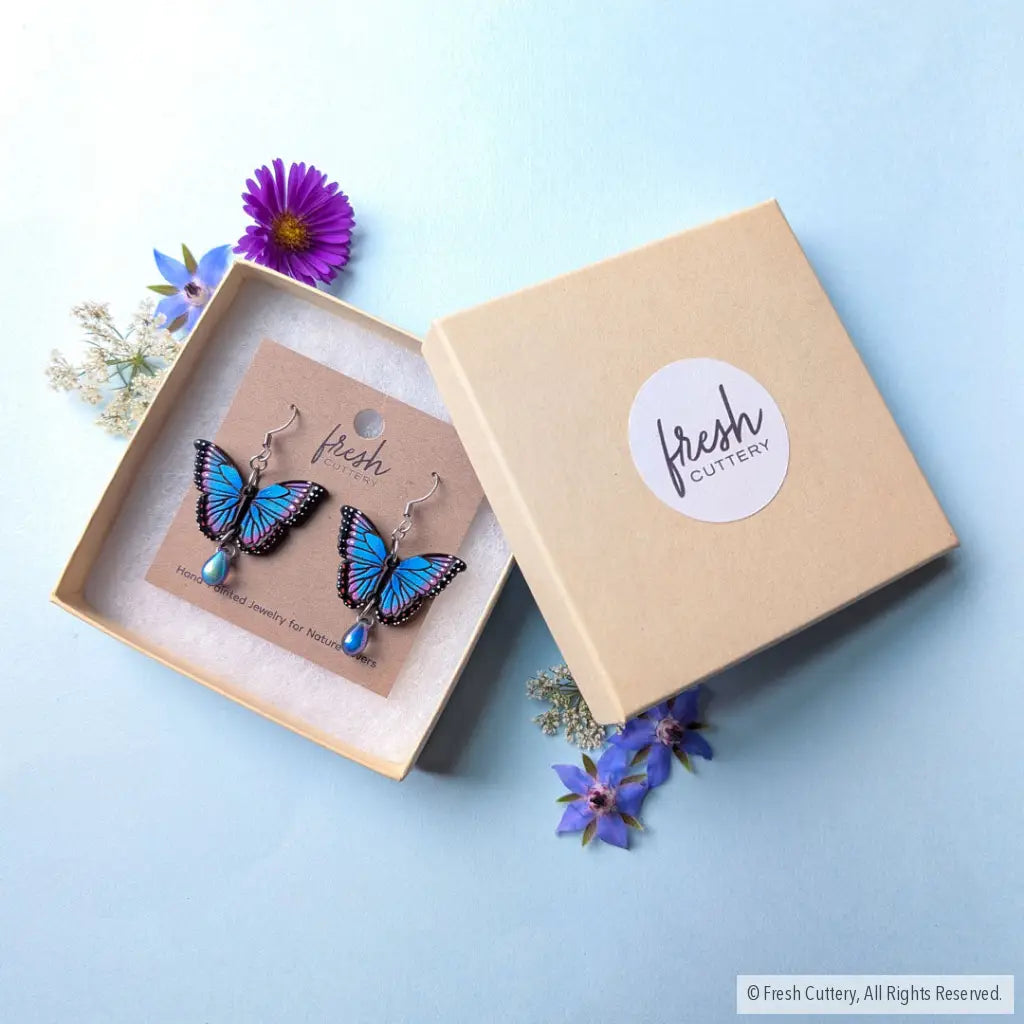Blue Morpho Earrings - Dangle and Drop Earrings