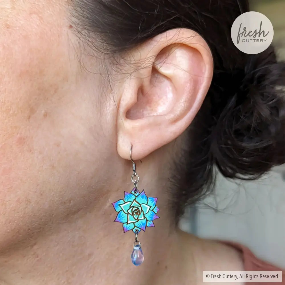 Blue Succulent Drops Dangle And Drop Earrings