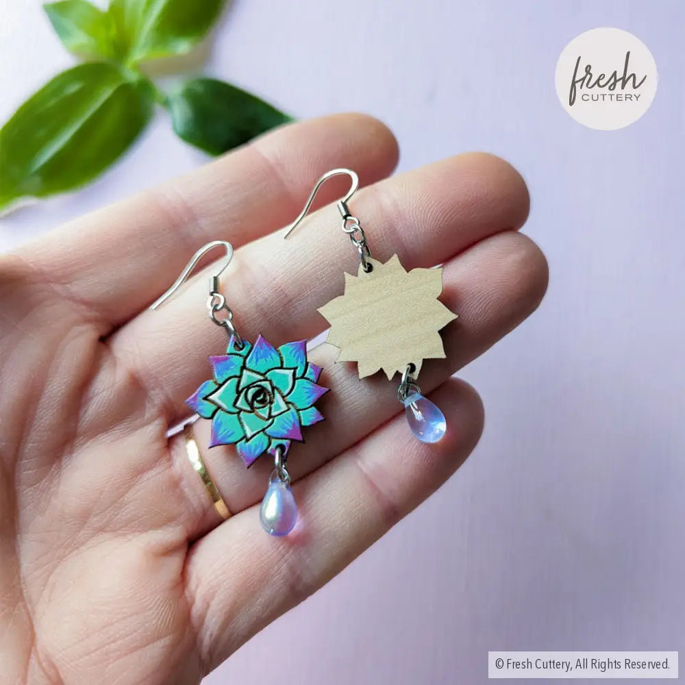 Blue Succulent Drops Dangle And Drop Earrings