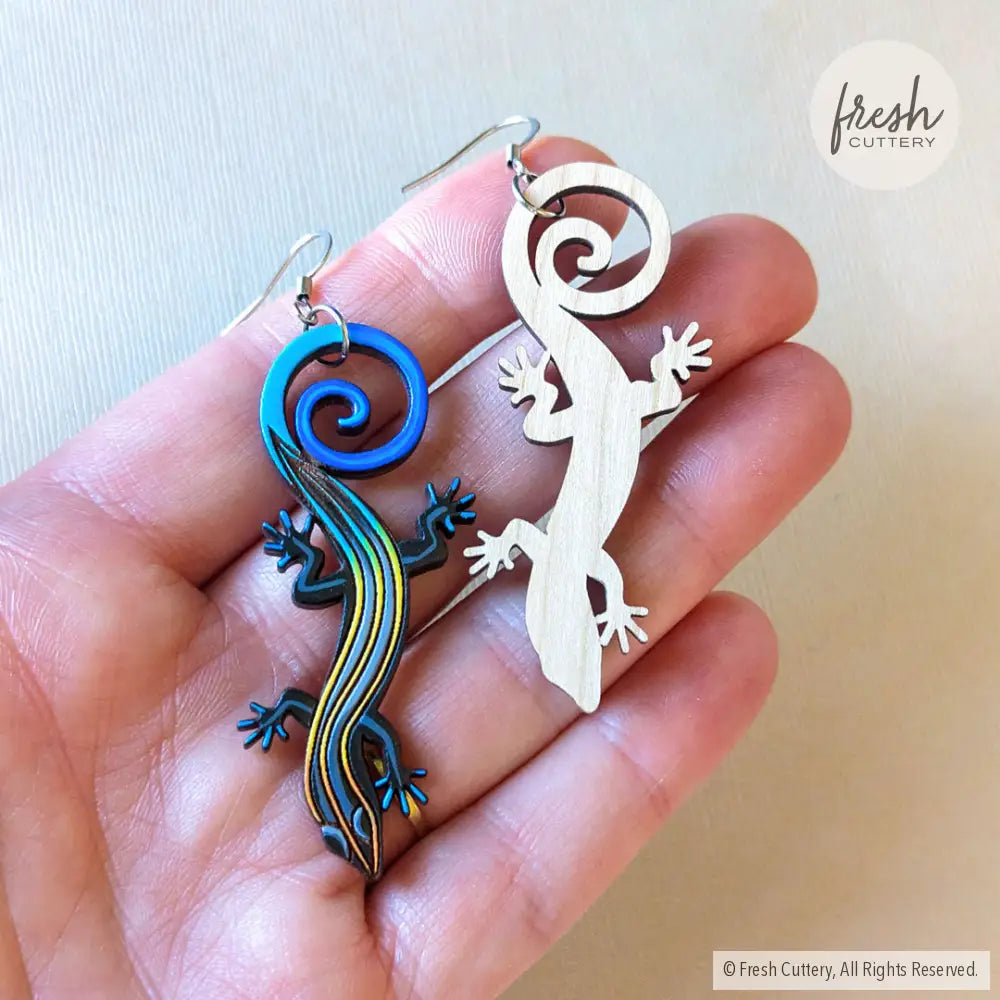 Blue-Tailed Skink Lizard Earrings Dangle And Drop