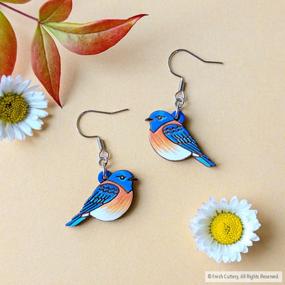 Bluebird Earrings Silver Ear Wires Dangle and Drop Earrings