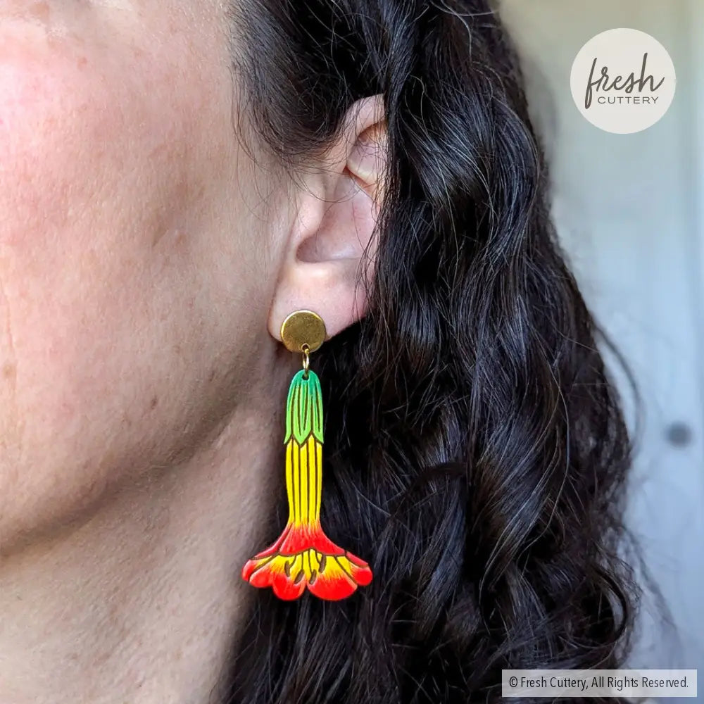 Bolivian Kantuta Flower Earrings Dangle And Drop