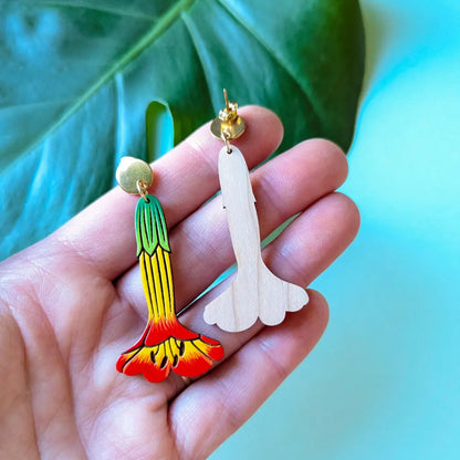 Bolivian Kantuta Flower Earrings Dangle And Drop