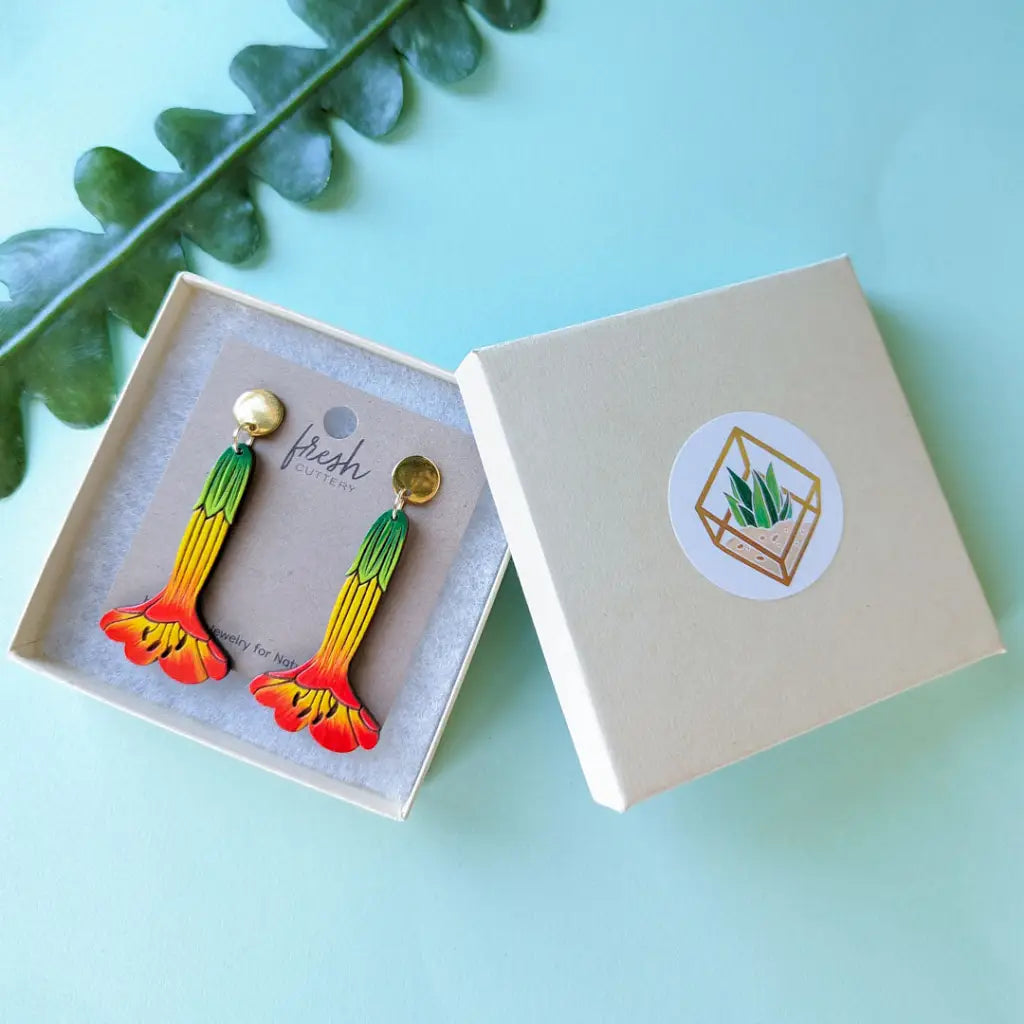 Bolivian Kantuta Flower Earrings Dangle And Drop