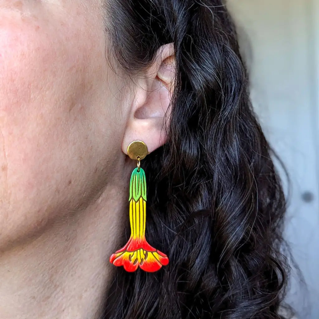 Bolivian Kantuta Flower Earrings Dangle And Drop