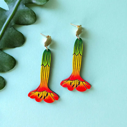 Bolivian Kantuta Flower Earrings Dangle And Drop