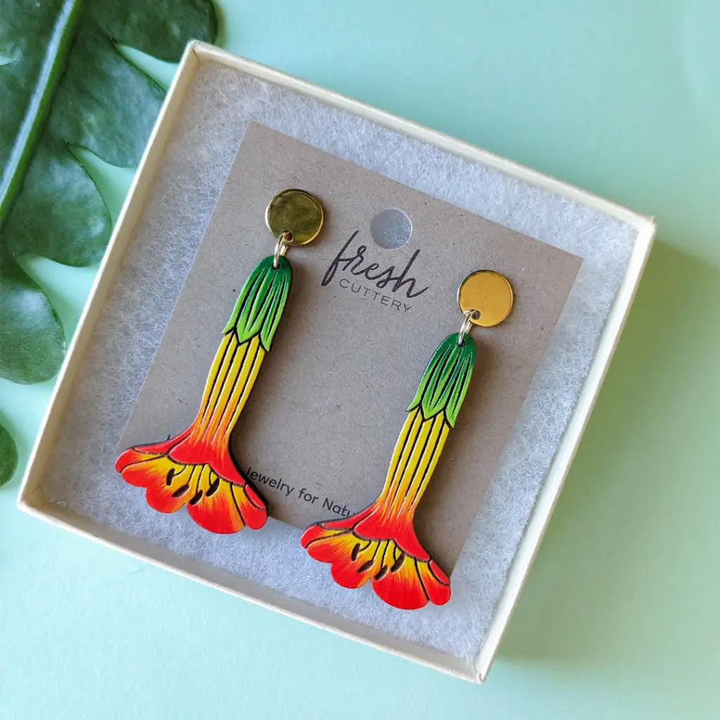 Bolivian Kantuta Flower Earrings Dangle And Drop