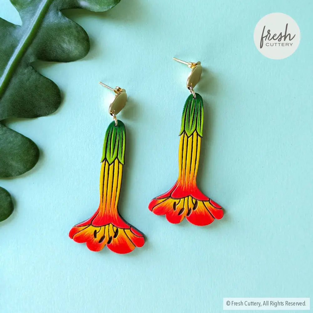 Bolivian Kantuta Flower Earrings Dangle And Drop