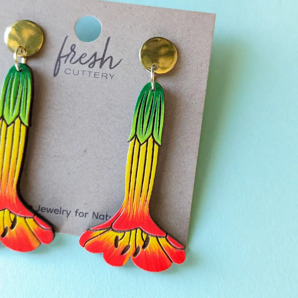 Bolivian Kantuta Flower Earrings Dangle And Drop