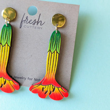 Bolivian Kantuta Flower Earrings Dangle And Drop