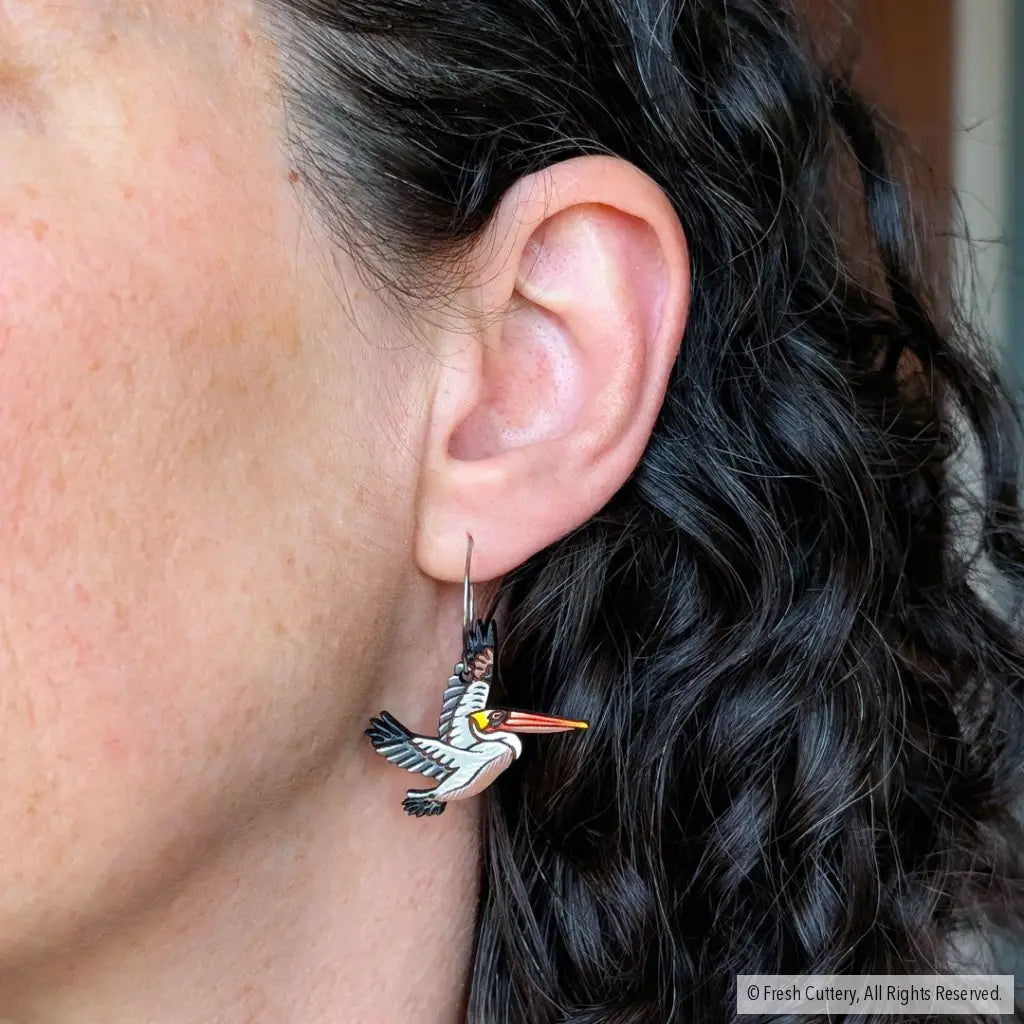 Brown Pelican Earrings - Dangle and Drop Earrings