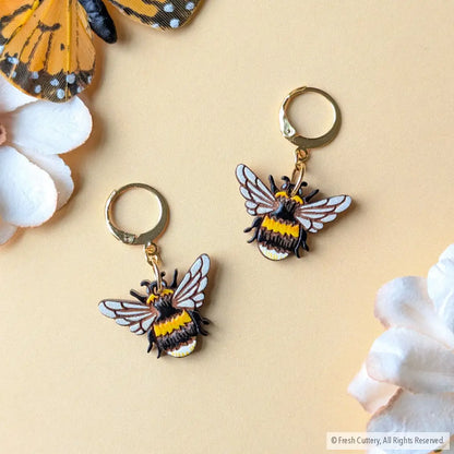 Bumblebee Earrings Gold Leverbacks Dangle and Drop Earrings