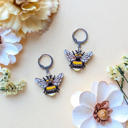 Bumblebee Earrings Silver Leverbacks Dangle and Drop Earrings