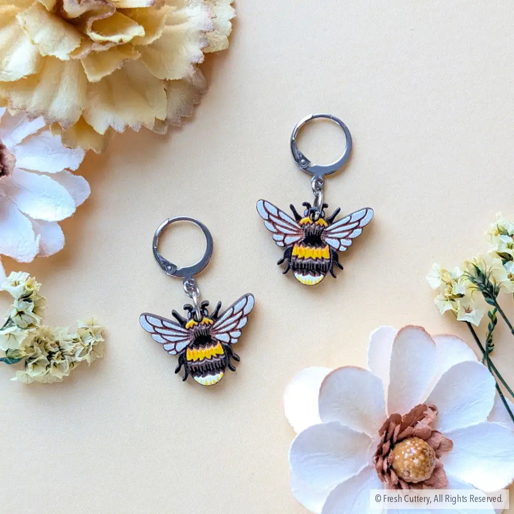 Bumblebee Earrings Silver Leverbacks Dangle and Drop Earrings