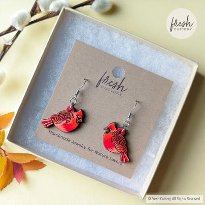 Cardinal Bird Mini Hoops Dangle And Drop Earrings