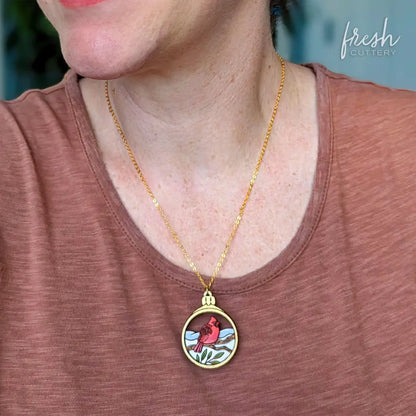 Cardinal Bird Ornament Necklace Necklaces
